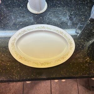 Sango Cream Oval Platter with Pink and Green Floral Design